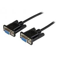 2m black db9 rs232 serial null modem cable ff