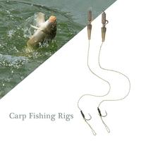 2PCS Camouflage Braided Carp Fishing Rigs Barded Fishing Bait Hook Fishhook Fishing Tackle Fishing Accessories 2#/4#/6#/8#