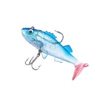 2Pcs 8cm 15g Transparent T Tail Lead Fishing Lure Soft Bait with One Treble Hook One Single Hook