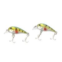 2Pcs 6g 5cm Lifelike Small Hard Fishing Lures Chubby Fatty Crank Baits Tackle with Treble Hooks