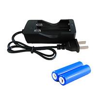 2Pcs Rechargeable 18650 lithium-ion Battery 2000mAh 3.7V/1USA/UK/EU Charger Long Life Time