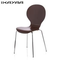 2PCS/Set of 2 Stackable Pisa Bentwood Dining Chair Stool Round Shell Shaped W/ Chromed Iron Legs Solid Birch Wood 150KG Capacity