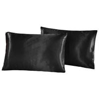 2pcs/set Soft Silk-like Pillow Cases Well-made Envelope Type Pillow Slipcover Silky Smooth Pillowcase Solid Color Pillow Slip--Standard Size 20\