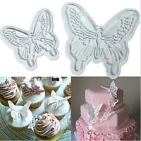 2PCS Butterfly Cake Cookies Cutter Plunger Sugarcraft Decorating Fondant Mold