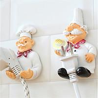 2Pcs Power Line Storage Racks Set Creative Cartoon Cook Design Resin Wall Hooks