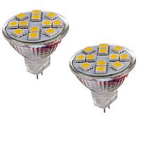 2PCS MR11 12LED SMD5050 6.5W DC12V 600LM Warm White / Cool White Decorative