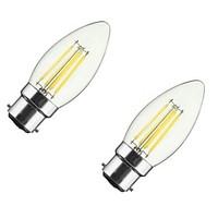 2PCS 4W B22/E27 LED Filament Bulbs C35 4COB 400 lm Warm White Dimmable AC 220-240 AC 110-130 V