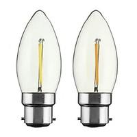 2PCS 2W B22/E27 LED Filament Bulbs C35 2 COB 200 lm Warm White Dimmable AC 220-240 AC 110-130 V