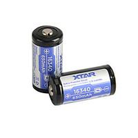 2PCS XTAR 16340 650mAh 3.6V 2.405Wh Li-ion Rechargeable Battery