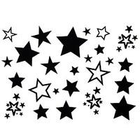 2Pcs Yimei Tattoo Stickers Waterproof Animal Series Women/Girl/Men/Adult/Boy/Teen Black Stars Pattern 17cm16cm