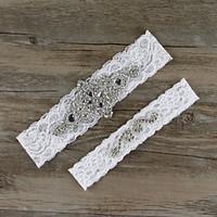 2pcs/set Silvery Beading Satin Lace Chiffon Beading Wedding Garter