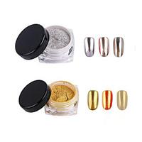 2pcs 2G/Jar Shinning Mirror Nail Glitter Powder Gold Sliver Nail Art Manicure Chrome Pigment Glitters