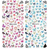 2pcs Nail Design Water Transfer Nails Art Sticker Colorful Butterfly Nail Wraps Sticker Watermark Fingernails Decals
