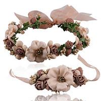 2pcsset jewelry set jewelry flower style fabric flower brown white 1 b ...