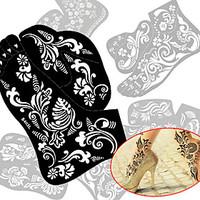 2pcs New Tattoo Foot Tattoo Stencil Henna Tatoo Paste Template Hand Painting Art For Left and Right Foot
