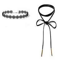 2pcs/set Women\'s Choker Necklaces Jewelry Single Strand Flower Lace Velvet Unique Design Dangling Style Classic DIY Jewelry ForWedding Gift Daily