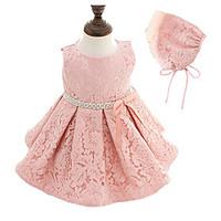 2pcs baby girls whitepink dress bow polyester all seasons