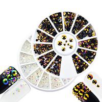 2pcs/set Fashion DIY Beauty TransparentPurple Gold Mixed Size Shining Resin Jelly Rhinestone Decoration Nail Art Round Disc Glitter Rhinestone