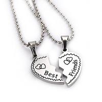2pcsset new fashion jewelry best friends broken heart pendant necklace ...