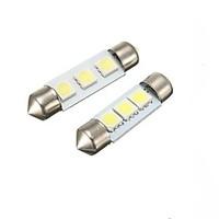 2W white 41MM Festoon 3LED SMD5050 DC12V Licence Plate Dome Interior Light Led Lamp Car LED Bulb Parking 2PCS