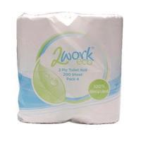 2Work White 2 Ply Toilet Roll 200 Sheets Pack of 36 KF03809