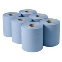 2work cbl373s centrefeed roll 3 ply 135 m blue pack of 6