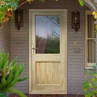 2xg external pine door is dowel jointed with clear single safety glass