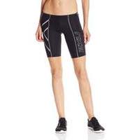 2xu compression shorts women black silver logo xs