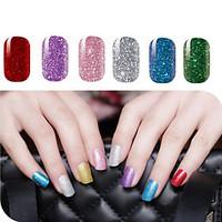 2x14 PCS Shimmering Powder Pure Colour Full Nail Stickers 6 Color to Choose