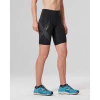 2XU - Womens Mid-Rise Compression Shorts Black/Silv Reflect S