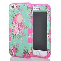 3 in 1 Hybrid Elegant Penoy Flower Pattern Hard Soft Silicone Back Case Cover Fit for iPhone 6(Assorted colors)