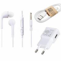 3 in 1 Kit Micro Usb Data Sync Charger cable with EU Wall Charger with 3.5 mm Volume Control Earphone for Samsung S4/S5/S6/S7 LG SONY Huawei and Other