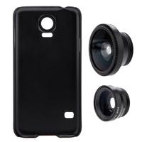 3-in-1 Phone Photo Lens 180° Fisheye 0.67X Wide Angle 10X Macro Set with Case for Samsung Galaxy S5