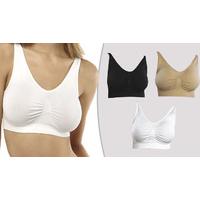 3-Pack Seamless Comfort Bras - Nude, Black and White