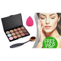 3 Pc Makeup Palette + Brush + Sponge Kit FREE DELIVERY