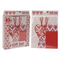 3 piece love design gift set with gift bag paper tissue