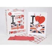 3 Piece I Heart Uk Gift Set With Gift Bag, Paper & Tissue