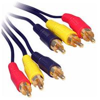 3 RCA to 3 RCA Phono Cable Video Stereo RCA Phono Cable Gold 10m
