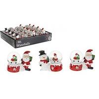 3 x Mini Water Christmas Snow Globes Stocking Filler Cute Santa & Snowman Design