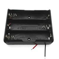 3 slot 37v 18650 battery holder case box w leads black