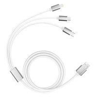 3-in-1 USB Braided Cable 1.2m Android and Apple Type-C Lightning Charger - White
