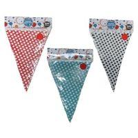 3 metre paper bunting triangles blue with white spots