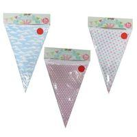 3 metre paper bunting triangles pink with white hearts