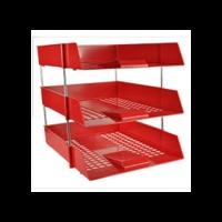 3 Red Letter Trays and Risers