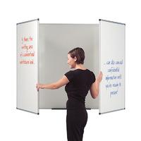 3 panel space saving whiteboard 900 x 2400