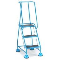 3 tread glide along economy cup steps blue frame and full handrail