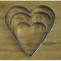 3 Stainless Steel Hearts Cookie Cutter Set by George East