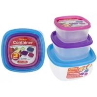 3 Piece Square Shaped Food Storage Container Set