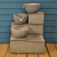 3 Tier Granite Effect Cascading Bowls Outdoor Water Feature (Mains) by Gardman
