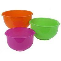 3 Piece Assorted Colours Nested Mixing Bowls With Non Slip Base.